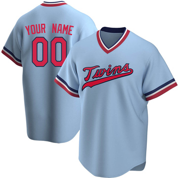 Custom Youth Replica Minnesota Twins Light Blue Road Cooperstown Collection Jersey