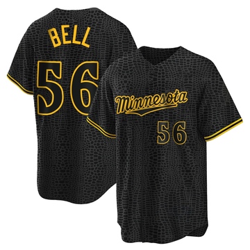 Josh Bell Men's Replica Minnesota Twins Black Snake Skin City Jersey