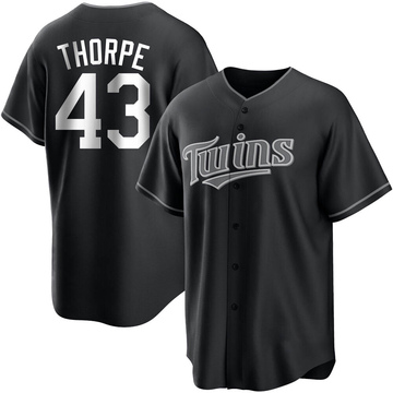 Lewis Thorpe Youth Replica Minnesota Twins Black/White Jersey